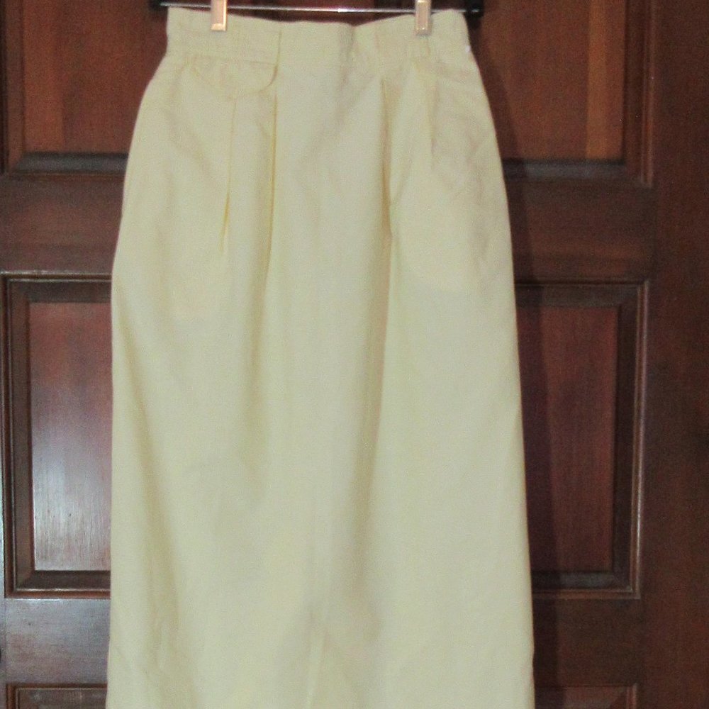 Long Yellow Cotton Pencil Skirt Small